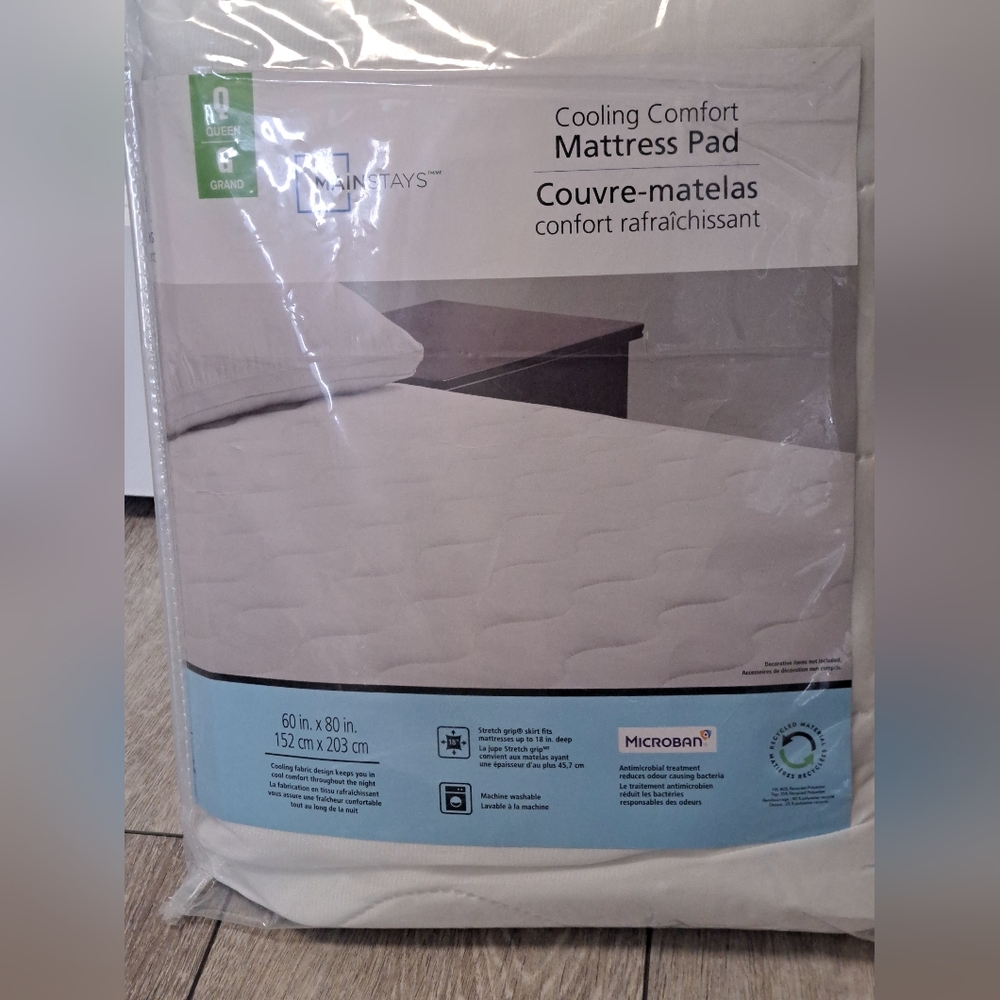 Brand New Mainstays White Cooling Comfort Mattress Pad